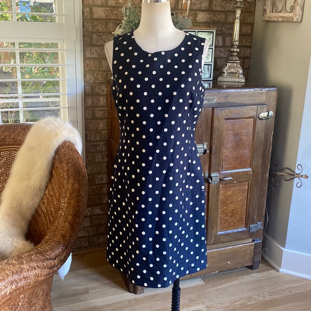 HOBBS LONDON SLEEVELESS POLKA DOT DRESS 8 EXCELLENT